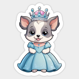 Cute Cartoon Puppy in Blue Dress and Pink Shoes Sticker